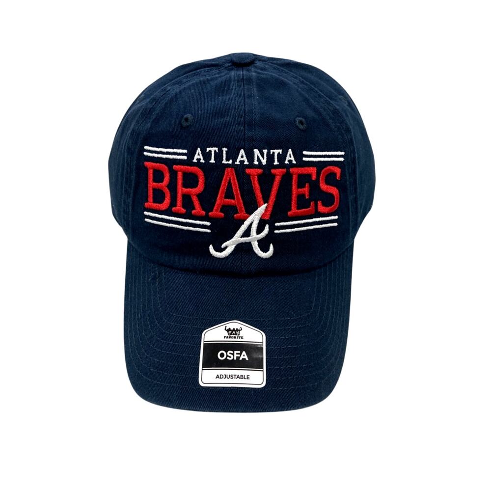 MLB Atlanta Braves Hat Adjustable New Embroidered Navy Cotton Baseball Cap Logo